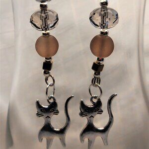No. 430 - Handmade earrings with Tibetan silver cat charms